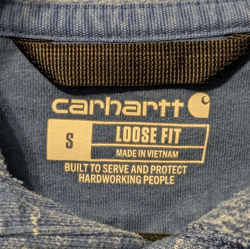 Carhartt Heathered Blue Hoodie with Cream Logo - Picture 3 of 5